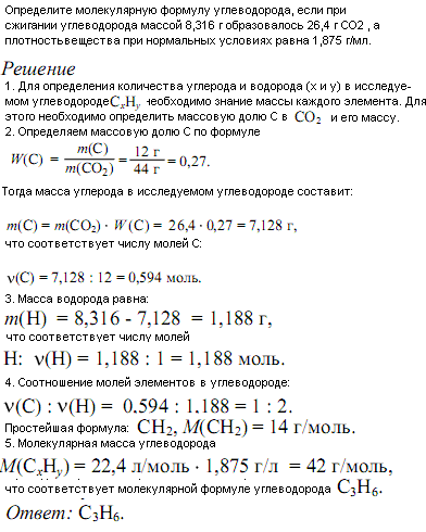 Формула молекулярная масса углеводорода