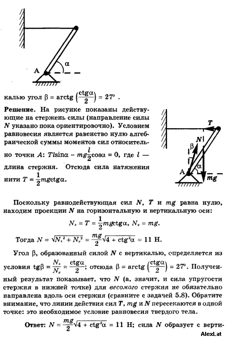 Силы действующие на стержень